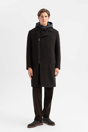 Пальто из смесовой шерсти с манишкой и утеплителем