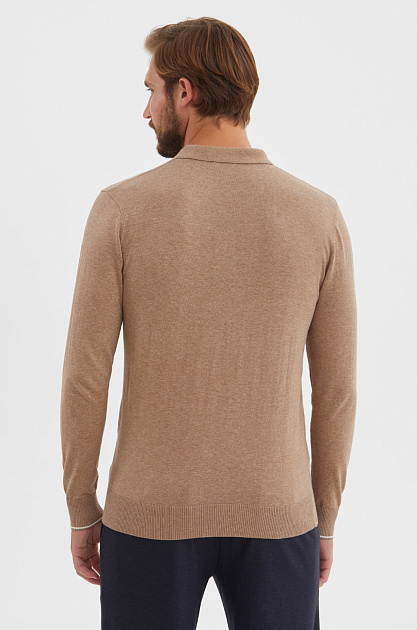 Пуловер-поло из хлопка Пима, цвет Бежевый