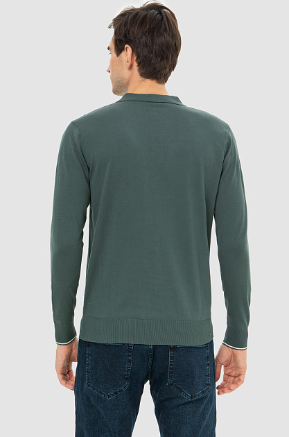 Пуловер-поло из хлопка Пима, цвет Зеленый