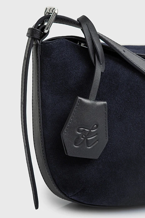 Сумка из натуральной замши и кожи, цвет Синий темный