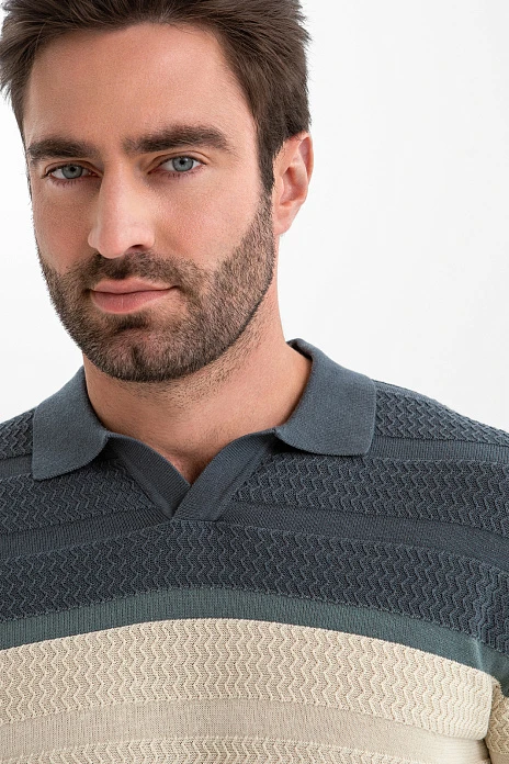 Поло из рами и хлопка, цвет Синий