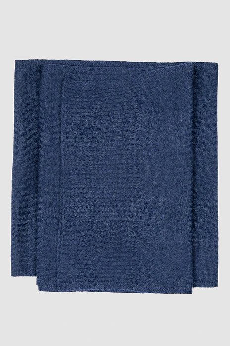 Шарф из шерсти и кашемира синего цвета, цвет Синий меланж