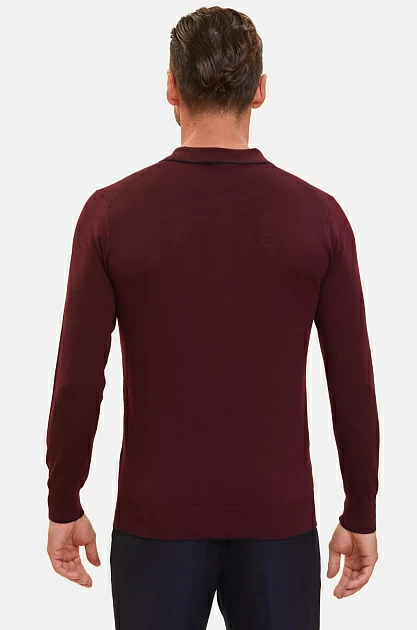 Пуловер-поло из шерсти, цвет Бордовый