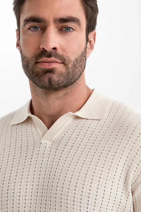 Поло из хлопка и шелка, цвет Молочный