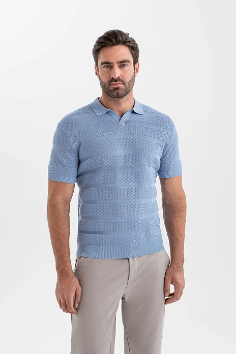 Поло из рами и хлопка, цвет Голубой светлый