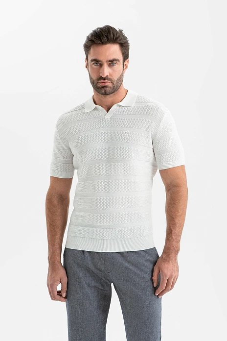 Поло из рами и хлопка, цвет Белый