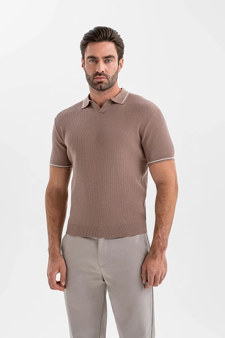 Поло из хлопка и шелка, цвет Мокко