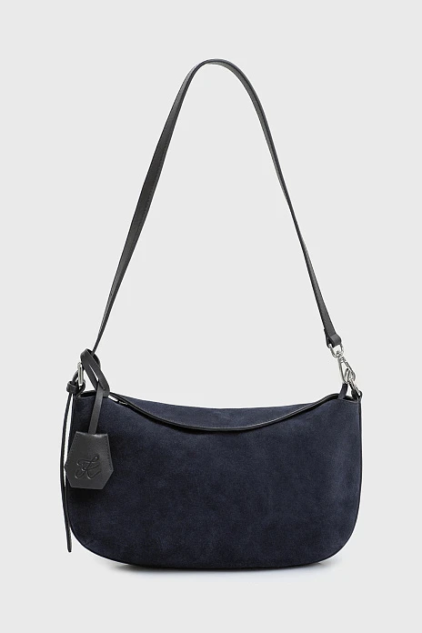 Сумка из натуральной замши и кожи, цвет Синий темный