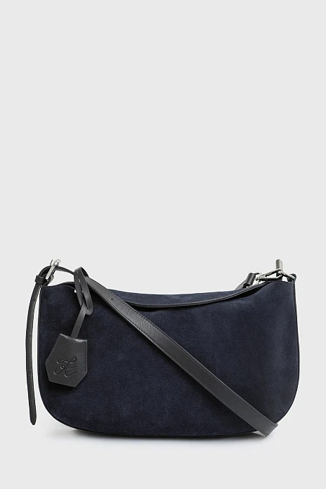 Сумка из натуральной замши и кожи, цвет Синий темный