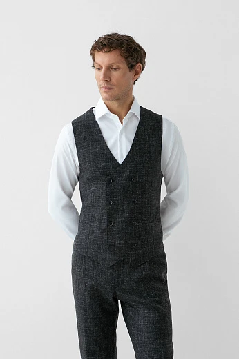 Жилет из шерсти, льна и шелка