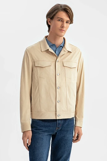 Куртка из алькантары бежевого цвета