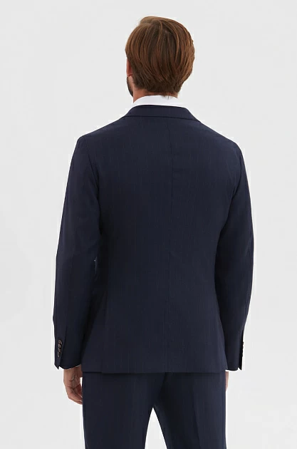 Пиджак Limited edition из шерсти и кашемира двубортный в полоску Waterproof, цвет Синий
