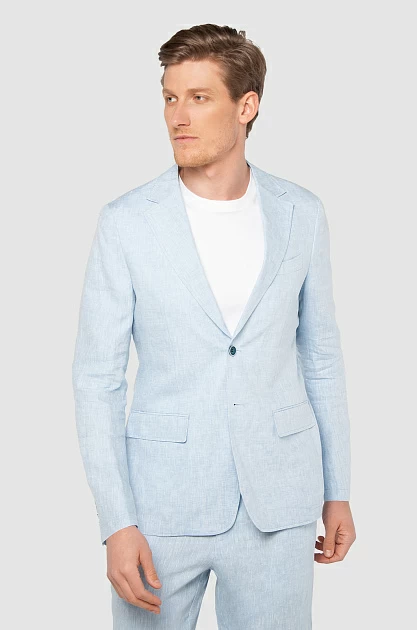 Пиджак приталенный изо льна, цвет Голубой