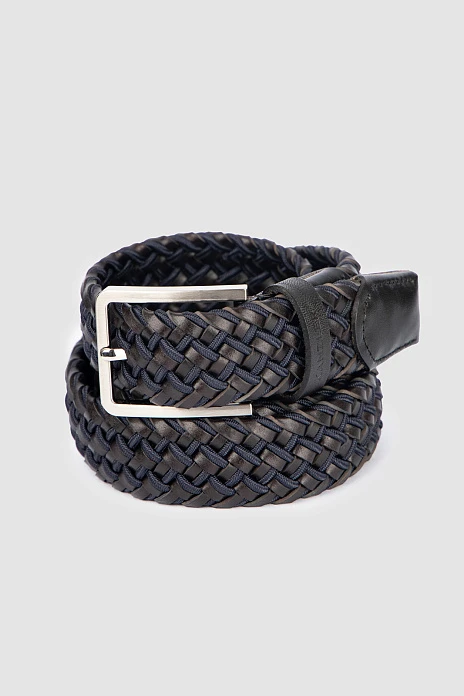 Ремень плетеный из натуральной кожи, цвет Черный