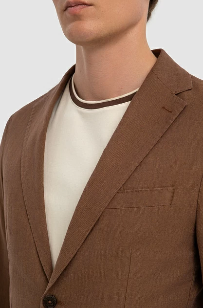 Пиджак из хлопка, льна и тенсела, цвет Коричневый