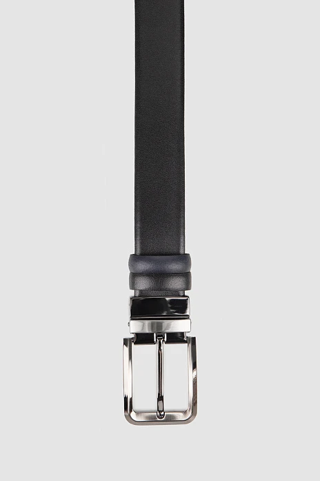 Ремень двусторонний из натуральной кожи, цвет Черный