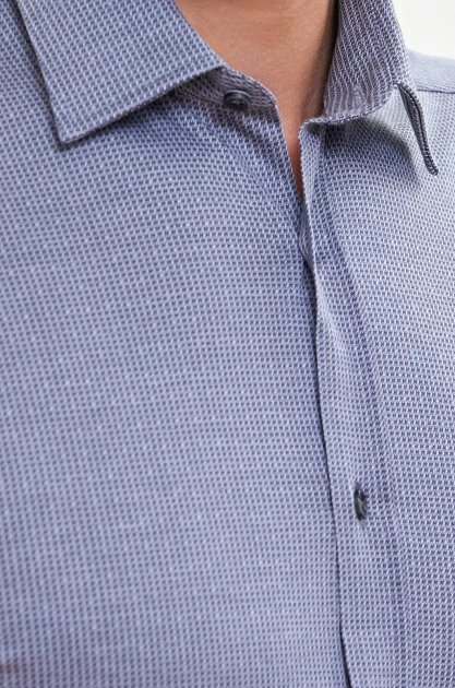 Сорочка полуприталенная из эластичной ткани с микроузором, цвет Серый