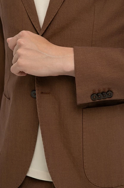 Пиджак из хлопка, льна и тенсела, цвет Коричневый