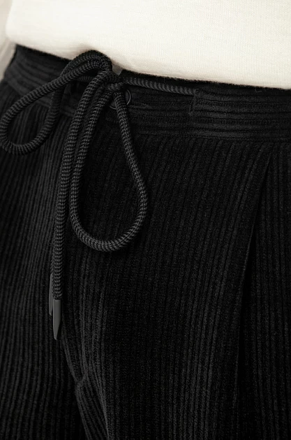 Вельветовые брюки на кулиске, цвет Черный
