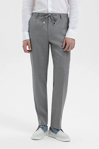 Брюки из шерсти, льна и шелка