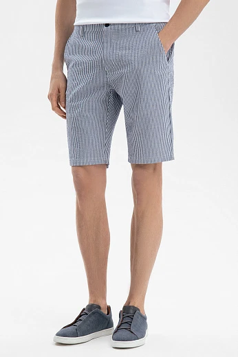 Бермуды из хлопка и льна в полоску