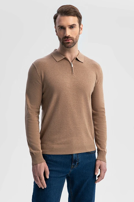 Поло из хлопка, шелка и льна, цвет Бежевый