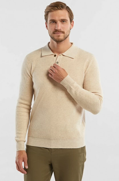 Пуловер-поло Limited edition из шерсти, цвет Бежевый